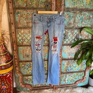 Vintage Rebel Distressed Patchwork Jeans
